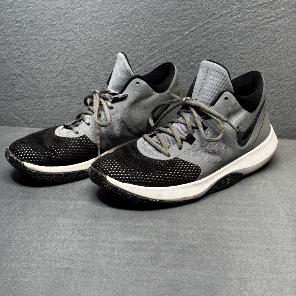 Nike Air Precision II Basketball Shoes Mens 9.5 Grey Black AA7069-011